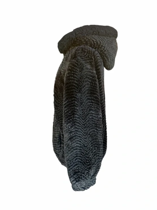 Late 90s/Early Y2K Gallery Plush Brown & Black Trim Faux Fur Hooded Lined Full Z - Picture 4 of 9